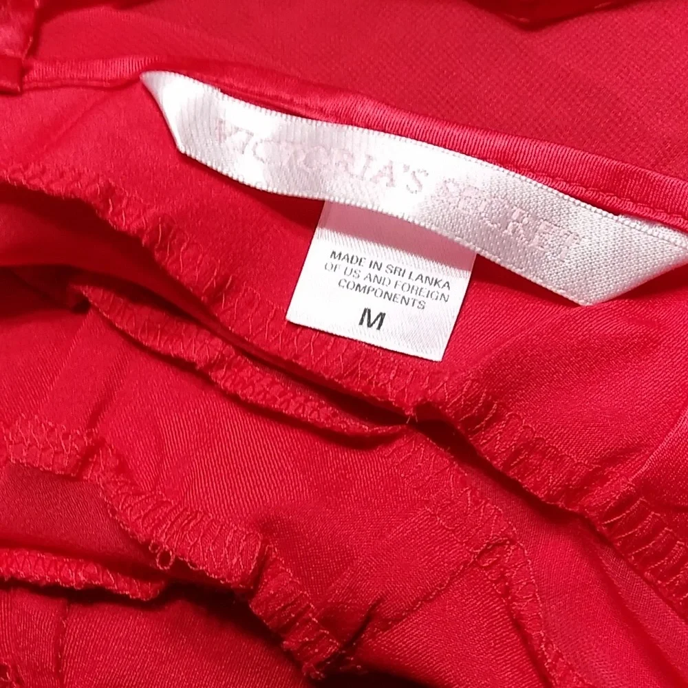 Victoria Secret Sexy Red Satin Sheer Chiffon Panty Set NWOT Size M